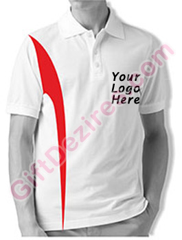 Designer White and Red Color Polo T Shirts With Company Logo
